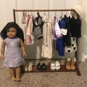 American Girl Doll + clothes and hangers